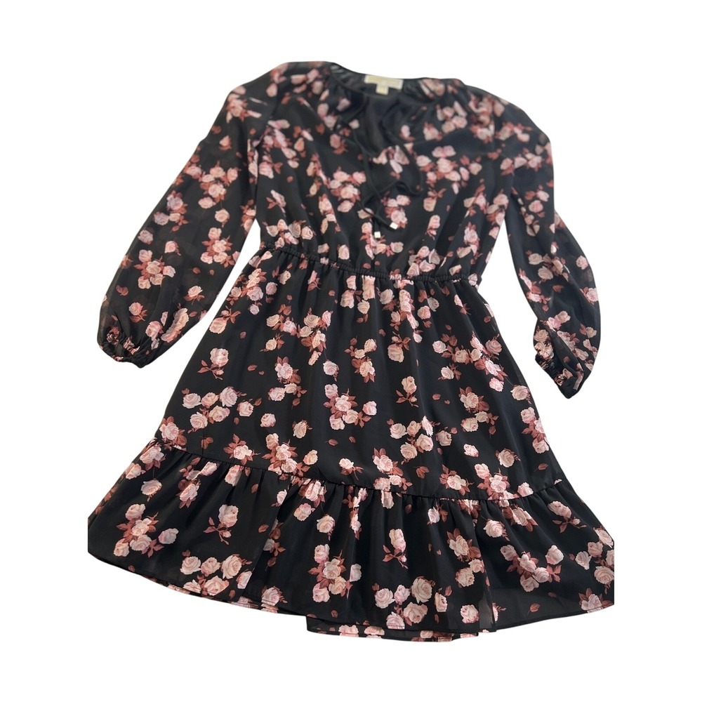 Michael Kors Women Dress Small Floral Print Long Sleeve Mini Casual Designer EUC - Picture 5 of 13